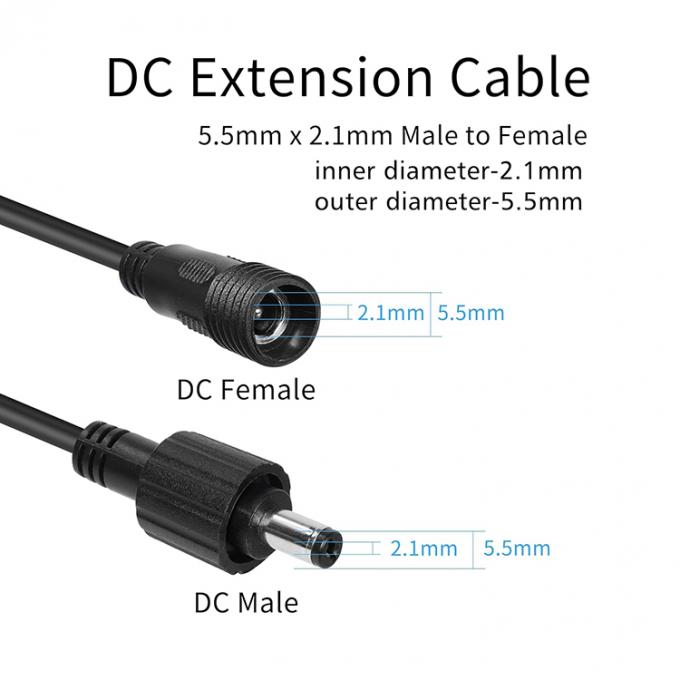 Jack de corriente continua de hombre a mujer 5.5x2.1mm 5.5x2.5mm 3.5x1.35mm Cable de extensión de energía para luz LED 3