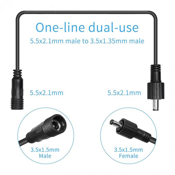 Jack de corriente continua de hombre a mujer 5.5x2.1mm 5.5x2.5mm 3.5x1.35mm Cable de extensión de energía para luz LED 2