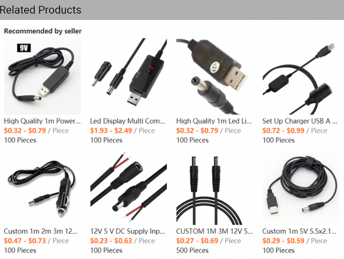 12V de luz de banda led de energía encendida apagada conmutador de conector USB a cable de carga de convertidor de alambre abierto 0