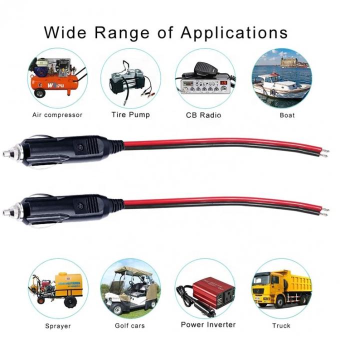 12V 24V 15A fusible encendedor de cigarrillos de automóvil enchufe masculino con alambre de plomo 5