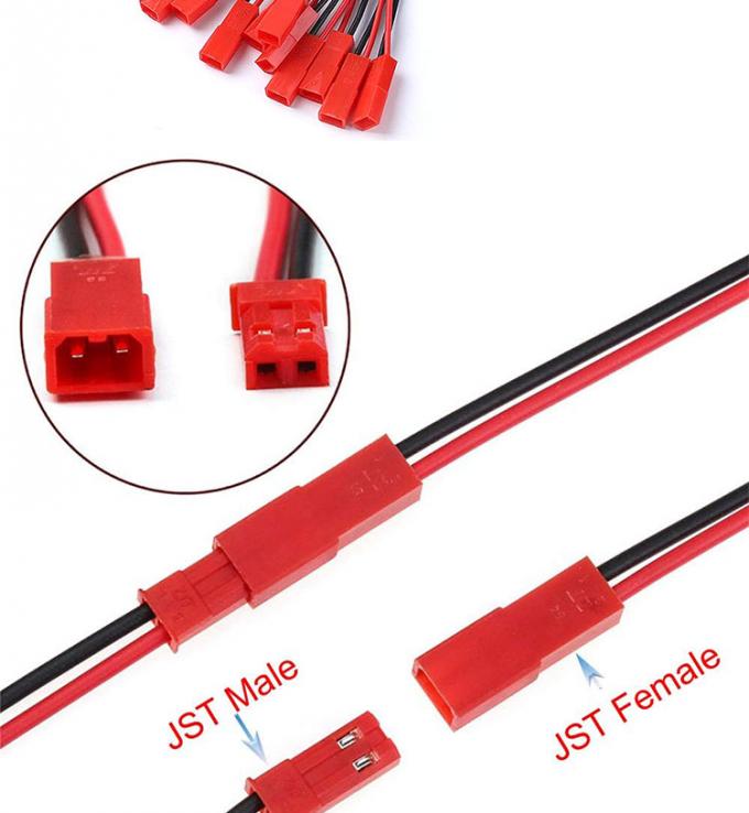 22AWG Hombre Mujer 2 PIN JST SYP RCY Conector de enchufe a cables de cable de plomo de alambre de cola de cerdo desnudo para batería de tira LED 1