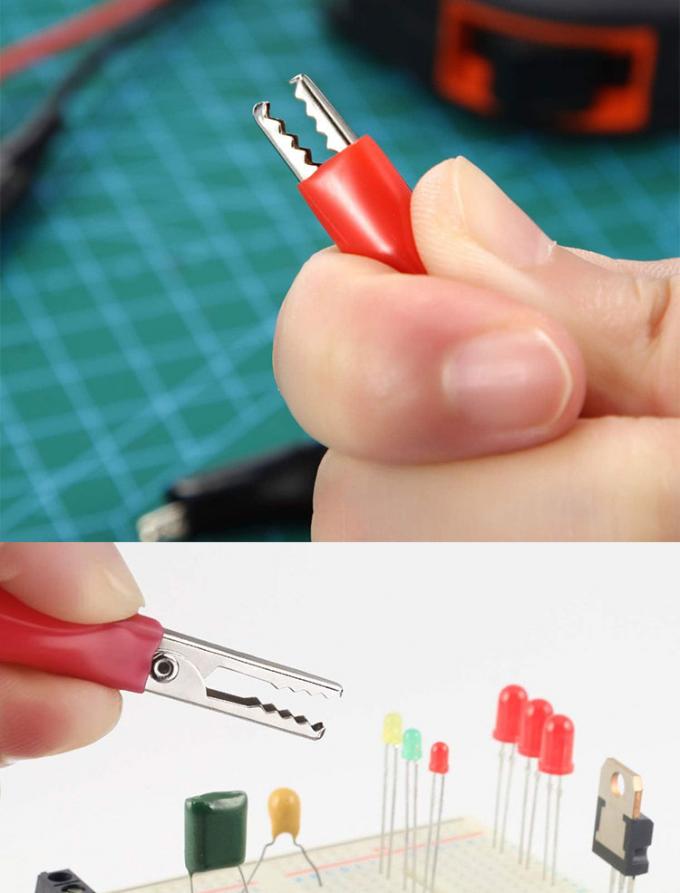 12v de doble extremo negro rojo conductos de prueba eléctricos Jumper alambre de caimanes de cocodrilo clips cable 3