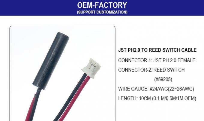 OEM personalizado JST PH 2.0 SH ZH XH MX para el cable de arnés de sensor de interruptor de caña magnética 0