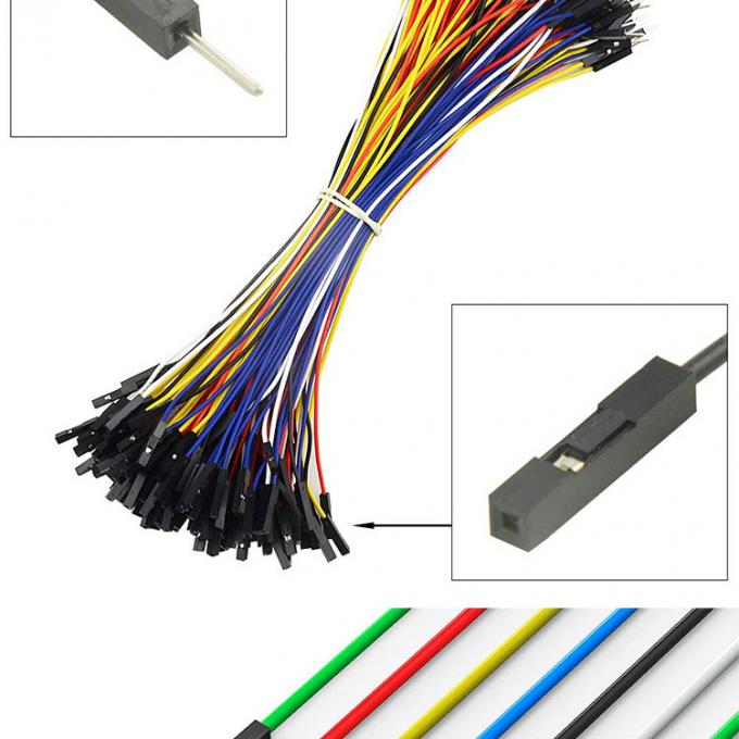 Hombre a Hombre Mujer a Mujer 2.54mm 1 Pin Dupont Conector sin soldadura alambre de saltador de tablero de pan para Arduino 3
