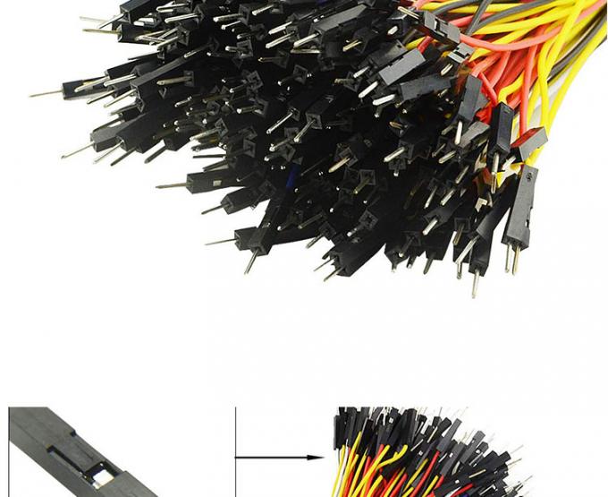 Hombre a Hombre Mujer a Mujer 2.54mm 1 Pin Dupont Conector sin soldadura alambre de saltador de tablero de pan para Arduino 2