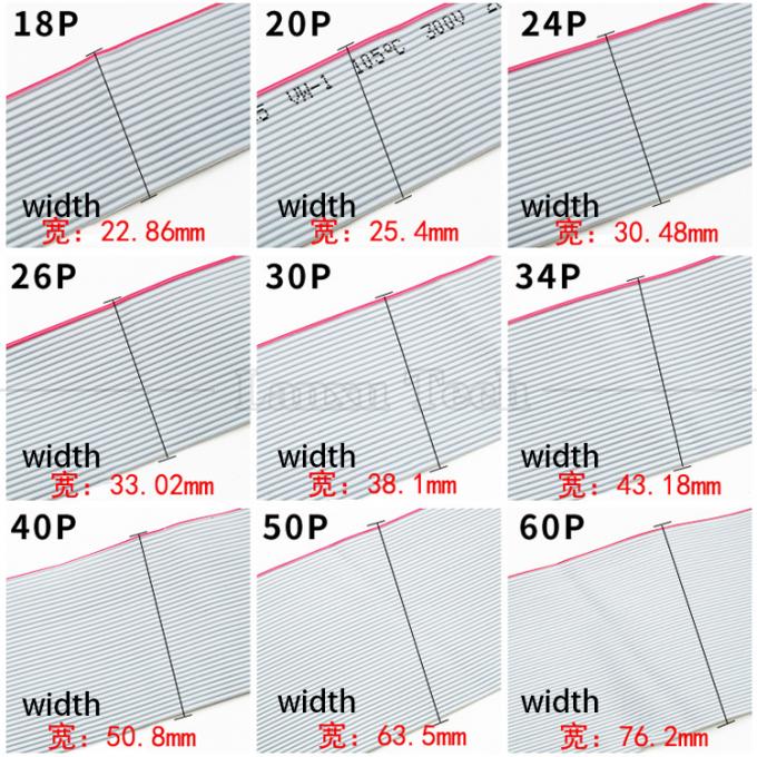 IDC 2.54mm Conector 8 10 12 14 16 18 20 30 40 50 60 PIN 1.27mm Cable de cinta plana gris tono 3