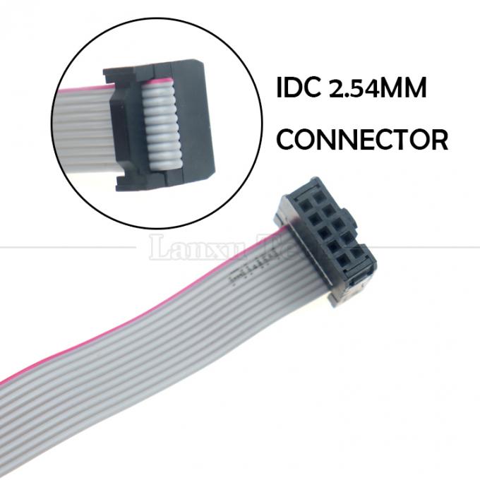 Hombre a Hombre 10 PIN 1,27 mm Pitch IDC 2,54 mm Conector GPIO Cable de cable de cinta plana gris para discos duros CD Raspberry Pi 1