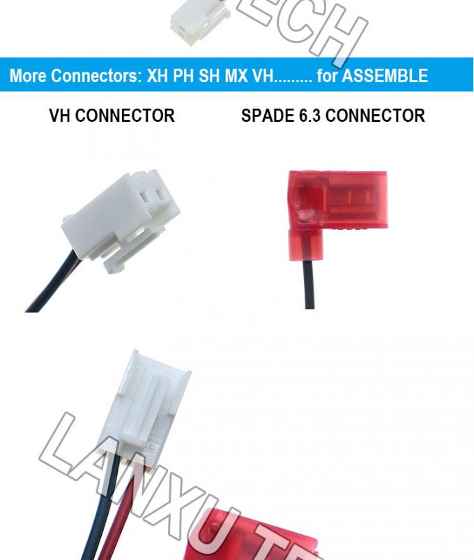 VH 2P 3.96mm Pitch a 90 grados Ángulo 6.3 Conector de espadas de ensamblaje de cable de alambre 1