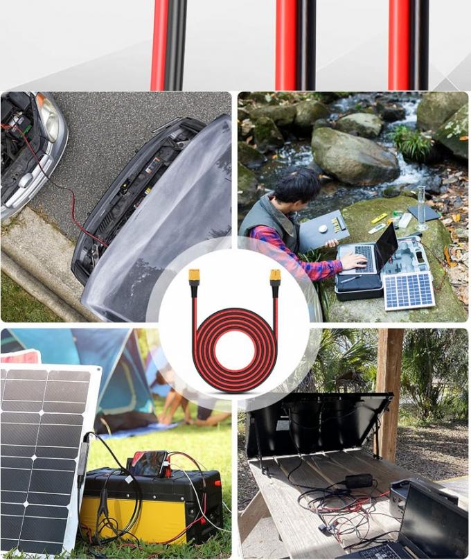 10AWG 12AWG Hombre a mujer XT60 XT60H Conector Cable de adaptación de extensión para la central eléctrica de baterías RC Panel solar 4