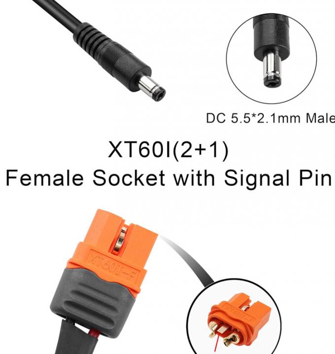 DC 5.5x2.1mm 5.5x2.5mm Plug Jack de barril masculino a XT60 Conector de baterías Cable de cable para panel solar FPV 3