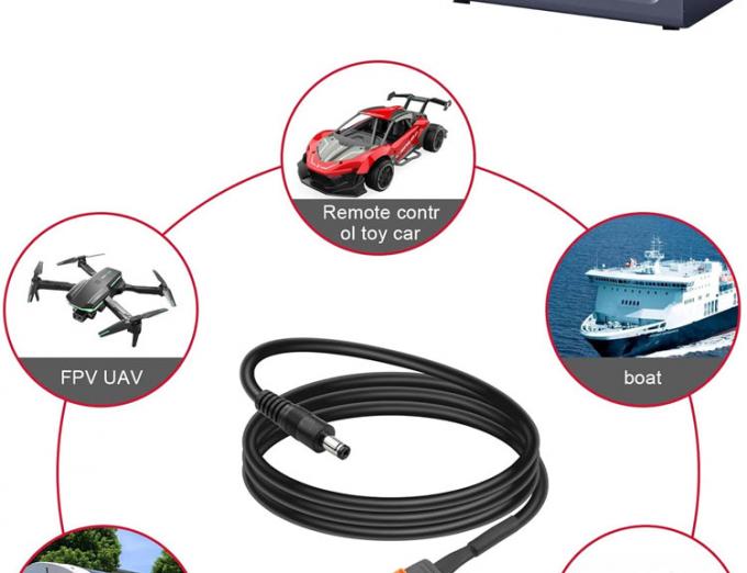 DC 5.5x2.1mm 5.5x2.5mm Plug Jack de barril masculino a XT60 Conector de baterías Cable de cable para panel solar FPV 7