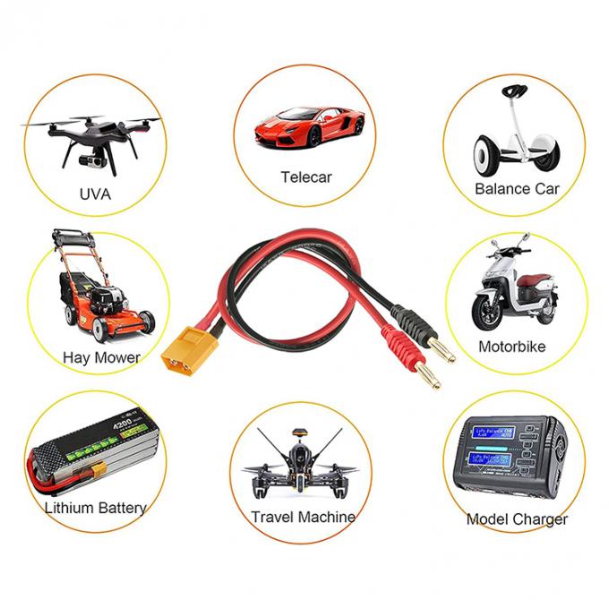 14AWG XT60 Plug masculino para conector de plátano de 4 mm Cable para carga de batería RC Lipo FPV Drone 5