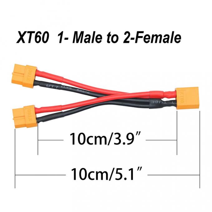 14AWG XT60 1 Hombre a 2 Mujer Y Splitter Cable de extensión para la batería RC Lipo 1