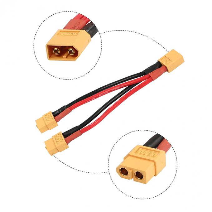 14AWG XT60 1 Hombre a 2 Mujer Y Splitter Cable de extensión para la batería RC Lipo 4