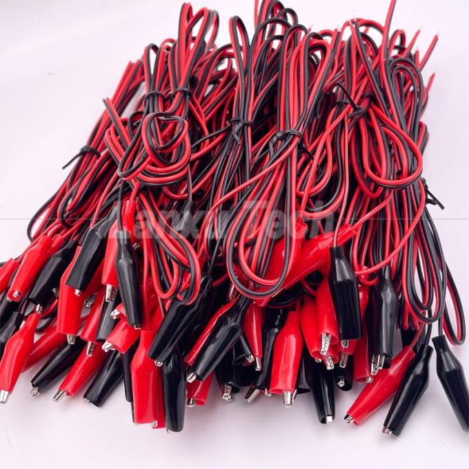 12v Negro Rojo Prueba eléctrica conduce Jumper alambre cocodrilo clips cable 5