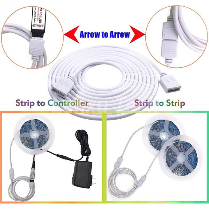 Cable de extensión de conector de conector RGB de 4 pines de mujer a mujer para 5050 3528 2835 luz de banda LED 6