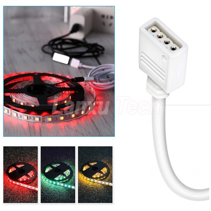 Cable de extensión de conector de conector RGB de 4 pines de mujer a mujer para 5050 3528 2835 luz de banda LED 7