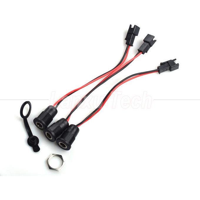 DC 022 5.5x2.1mm 5.5x2.5mm montaje con rosca de enchufe femenino a JST SM 2 cables de conector de pines 3