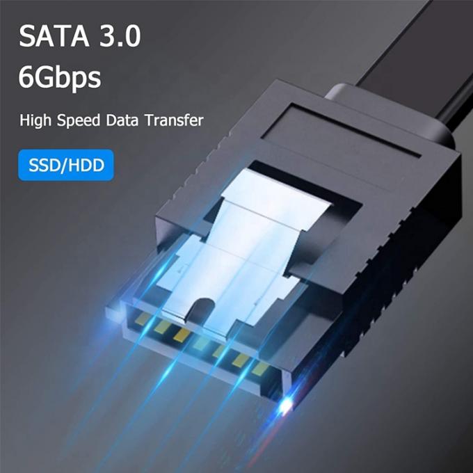 Alta velocidad 6Gbps Bloqueo de llave Azul Sata III 3.0 Cable de extensión de energía para disco duro HDD SSD 5