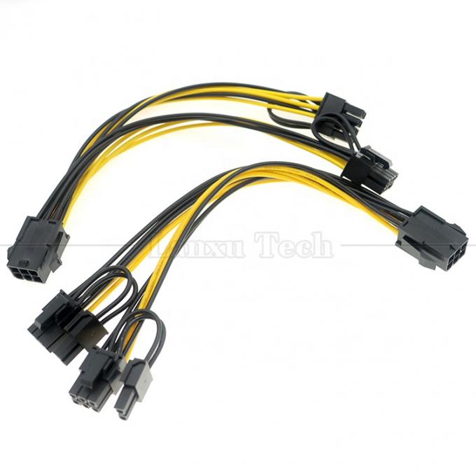18AWG Pure Cooper Splitter 6 PIN Femenino a doble 8 PIN 6 + 2 Hombre PCI Express Cable PCIe para tarjetas gráficas GPU 0