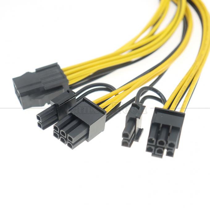 18AWG Pure Cooper Splitter 6 PIN Femenino a doble 8 PIN 6 + 2 Hombre PCI Express Cable PCIe para tarjetas gráficas GPU 4