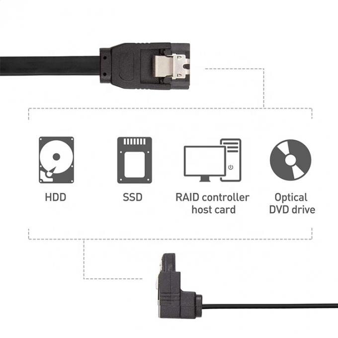 Alta velocidad 6Gbps 90 grados ángulo derecho Sata III 3.0 cable de extensión de energía para disco duro 1