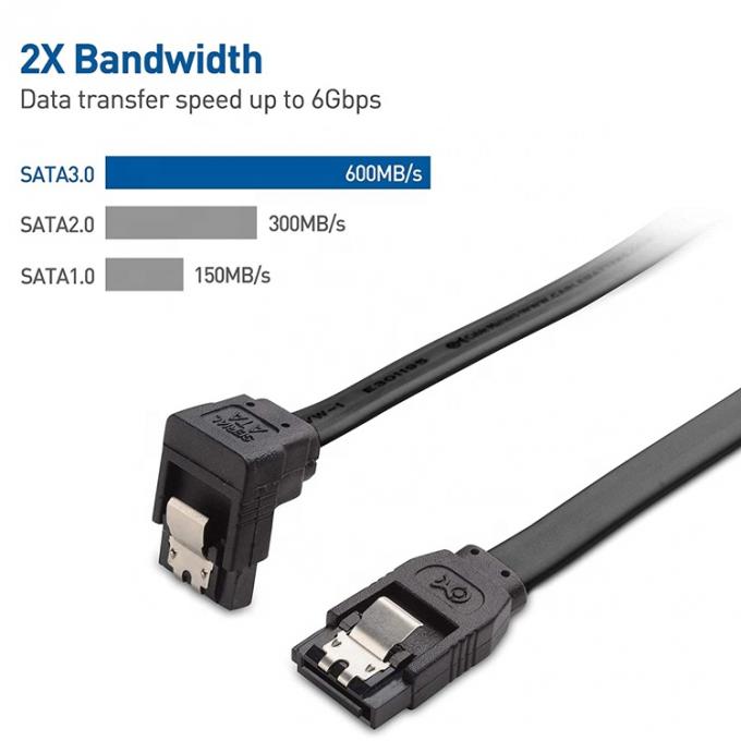 Alta velocidad 6Gbps 90 grados ángulo derecho Sata III 3.0 cable de extensión de energía para disco duro 2