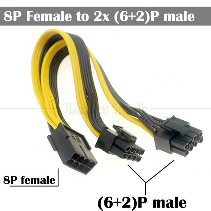 PCIe 8 pin Hombre a doble 8 pin Hombre PCI Express Graphics Tarjeta de vídeo GPU Splitter Adaptador de energía Cable 1