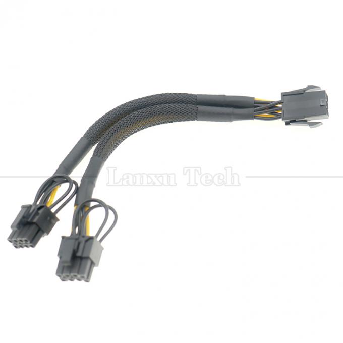 Sleeved 18AWG Pure Cooper Y Splitter 6 pin a doble 8 pin 6 + 2 PCI Express Adaptador de alimentación Extensión de cable PCIe para GPU 6