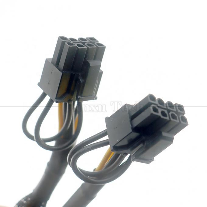 Sleeved 18AWG Pure Cooper Y Splitter 6 pin a doble 8 pin 6 + 2 PCI Express Adaptador de alimentación Extensión de cable PCIe para GPU 3