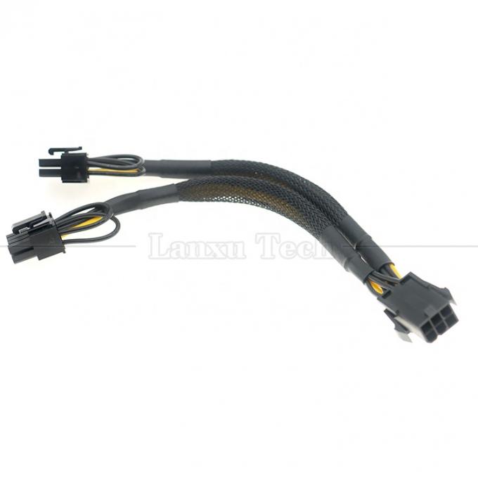 Sleeved 18AWG Pure Cooper Y Splitter 6 pin a doble 8 pin 6 + 2 PCI Express Adaptador de alimentación Extensión de cable PCIe para GPU 5