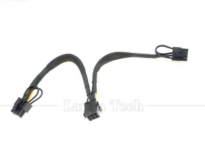 Sleeved 18AWG Pure Cooper Y Splitter 6 pin a doble 8 pin 6 + 2 PCI Express Adaptador de alimentación Extensión de cable PCIe para GPU 7