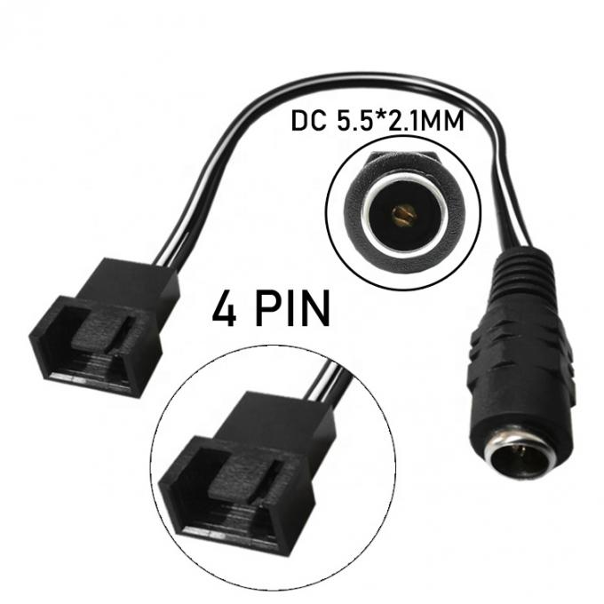 Conexión de 12V DC femenino a 3 4 pin PC Casilla de abanico de alimentación PWM Adaptador de cable de extensión 0