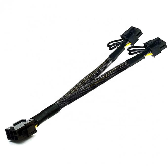 GPU 6 PIN Femenino a doble 8 PIN Hombre 18AWG PCI Express Adaptador de fuente de alimentación de la placa base PCIe Riser 3.0 Cable de extensión 1