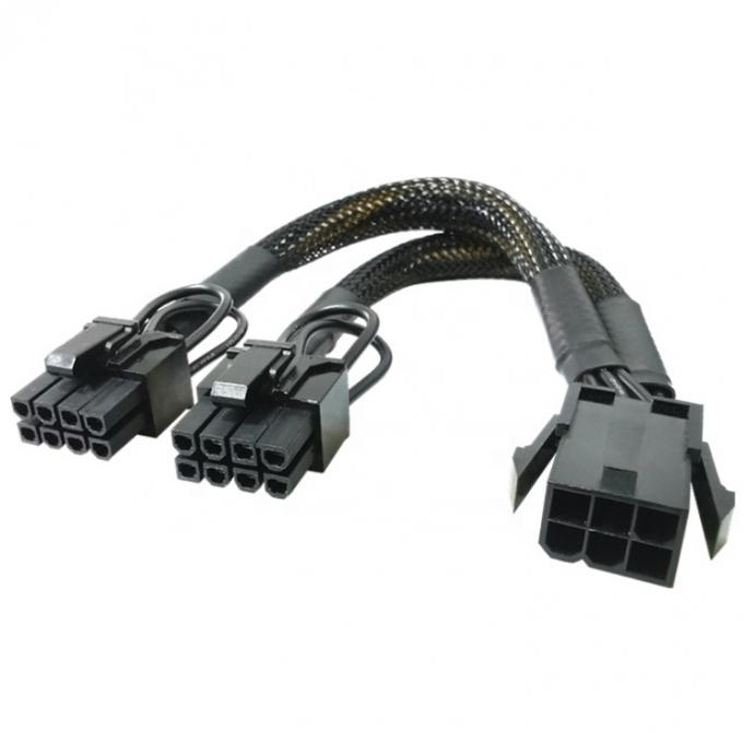 GPU 6 PIN Femenino a doble 8 PIN Hombre 18AWG PCI Express Adaptador de fuente de alimentación de la placa base PCIe Riser 3.0 Cable de extensión 0