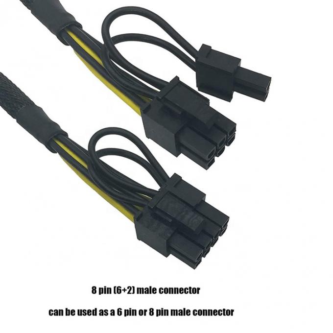 GPU 6 PIN Femenino a doble 8 PIN Hombre 18AWG PCI Express Adaptador de fuente de alimentación de la placa base PCIe Riser 3.0 Cable de extensión 2