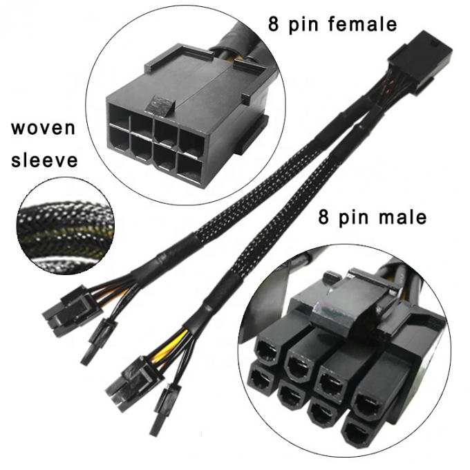 Sleeve tejido PCIe 8 pin Femenino a doble 8 pin Hombre PCI Express Graphics Tarjeta de video GPU Cable de adaptador de alimentación 0
