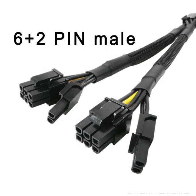 Sleeve tejido PCIe 8 pin Femenino a doble 8 pin Hombre PCI Express Graphics Tarjeta de video GPU Cable de adaptador de alimentación 1