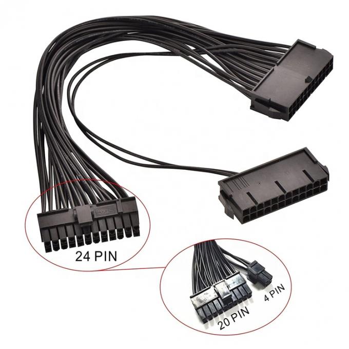 PSU 24 PIN Femenino a doble 20 4 24 PIN Hombre ATX Minería de la placa base de cable de extensión 0