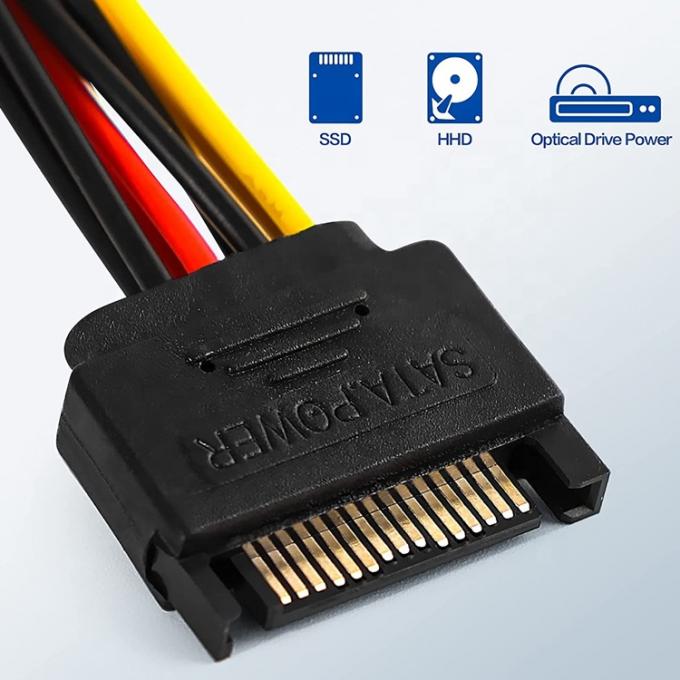 Sata 15 Pin Hombre a doble Molex 4 Pin Lp4 IDE Hombre Disco duro de energía Y adaptador Cable de conversión para HDD SSD 2