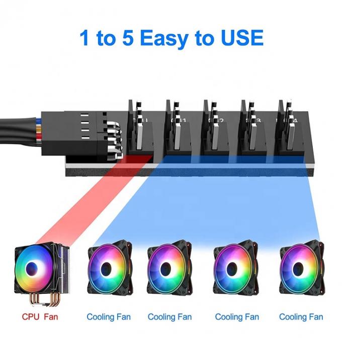 1 a 5 formas 4 pin splitter PWM PC Fan Hub Cable de suministro de energía para ATX Cuadro de computadora 4 pin y 3 pin ventiladores de enfriamiento 2