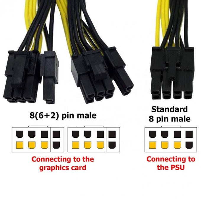PCIe 8 Pin Hombre a doble 8 Pin Hombre PCI Express Graphics Tarjeta de vídeo GPU Splitter Adaptador de energía Cable 1