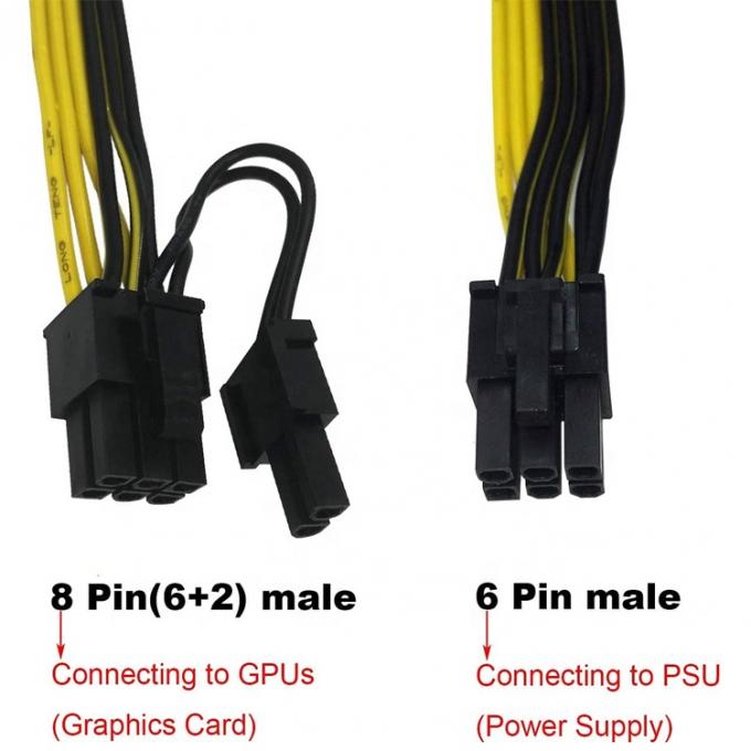 PCIE 6 pin a 8 pin GPU ATX Tarjeta gráfica de vídeo PCIE PCI cable de alimentación de alta velocidad 1