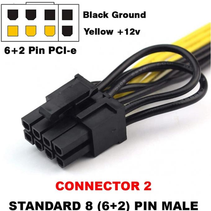 PCIE 6 pin a 8 pin GPU ATX Tarjeta gráfica de vídeo PCIE PCI cable de alimentación de alta velocidad 2