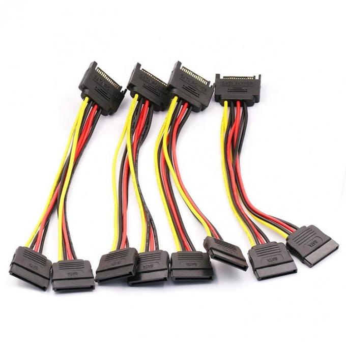 Datos de hombre a mujer Sata 15 Pin Power Y Splitter Cable para computadora HDD SSD PC Case 5