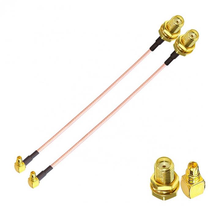 RG316 90 grados ángulo derecho MMCX macho a SMA mujer antena cola de cerdo RF cable coaxial 0