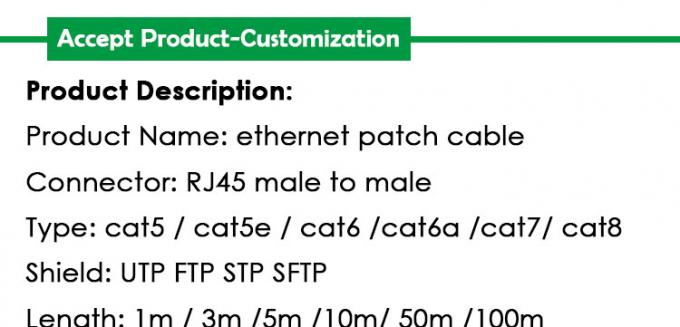 OEM de alta calidad Pure Cooper Shield FTP UTP STP SFTP Cat5 Cat5e Cat6 Cat6a Cat7 Cat8 RJ45 Ethernet Patch Lan Cable de red 0