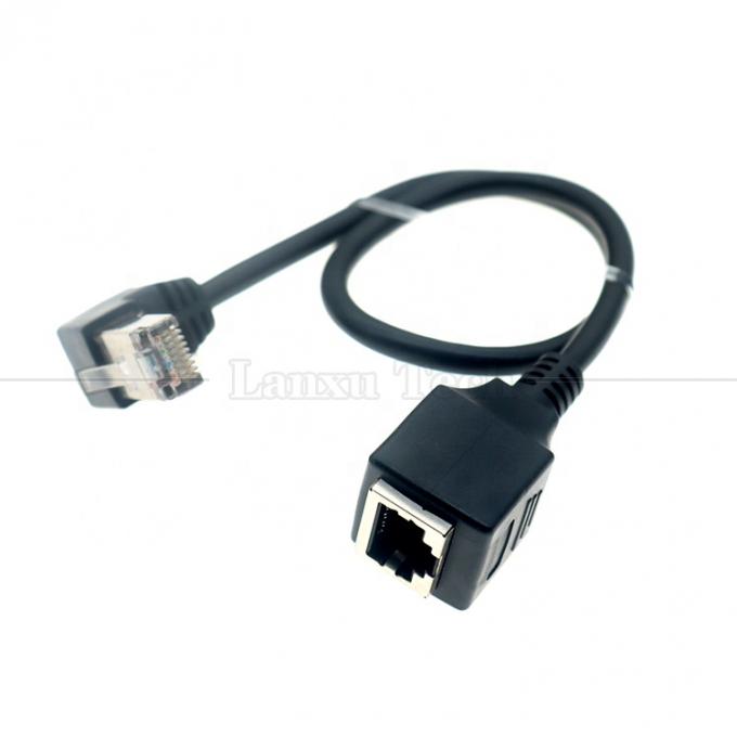 Ángulo de 90 grados RJ45 macho a RJ45 hembra Socket Cat5e Ethernet LAN cable 0