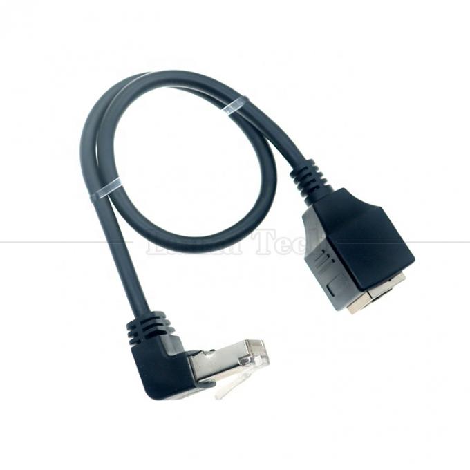 Ángulo de 90 grados RJ45 macho a RJ45 hembra Socket Cat5e Ethernet LAN cable 3