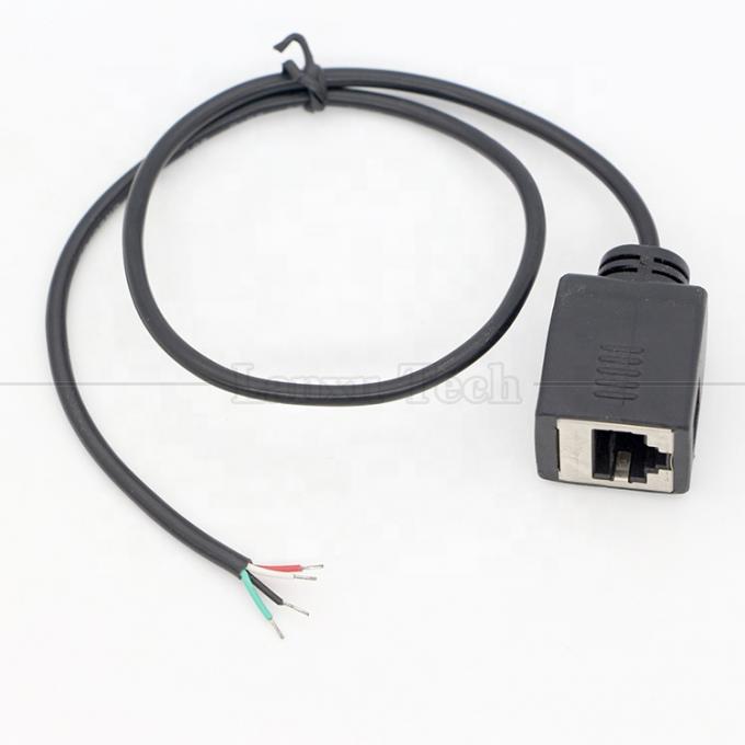 Conector RJ45 femenino para abrir soldadura enlatada de 4 cables cables de cola de cerdo de extremo desnudo 3
